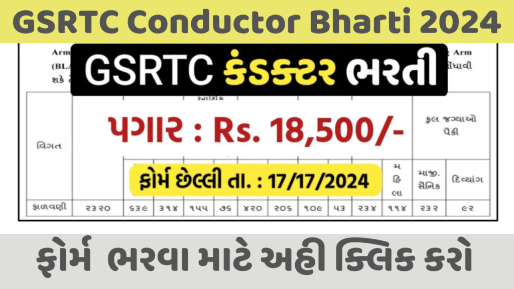 GSRTC Conductor Bharti 2024 application process and details